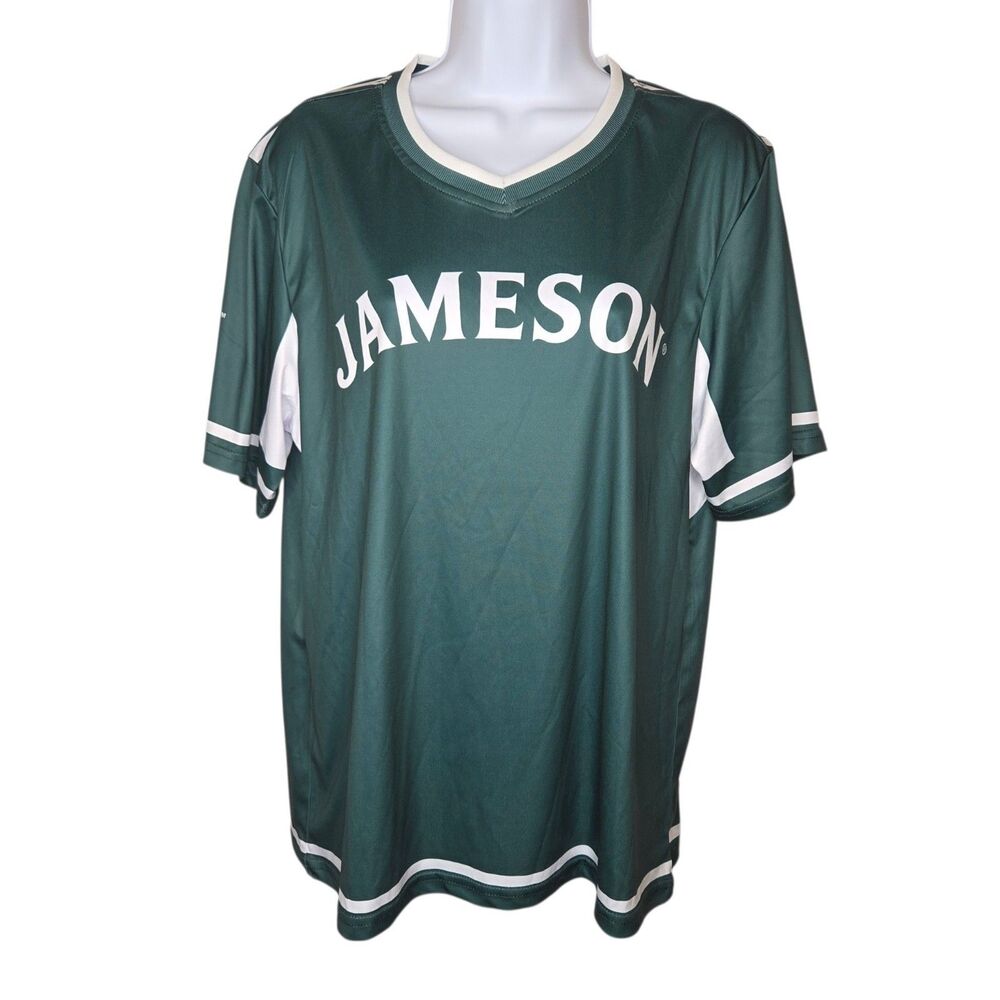 Jameson Irish Whiskey Short Sleeve Soccer Jersey Shirt Green White Size...